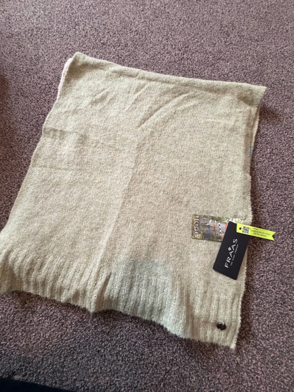 Fraas Light Sage Ribbed Knit Scarf